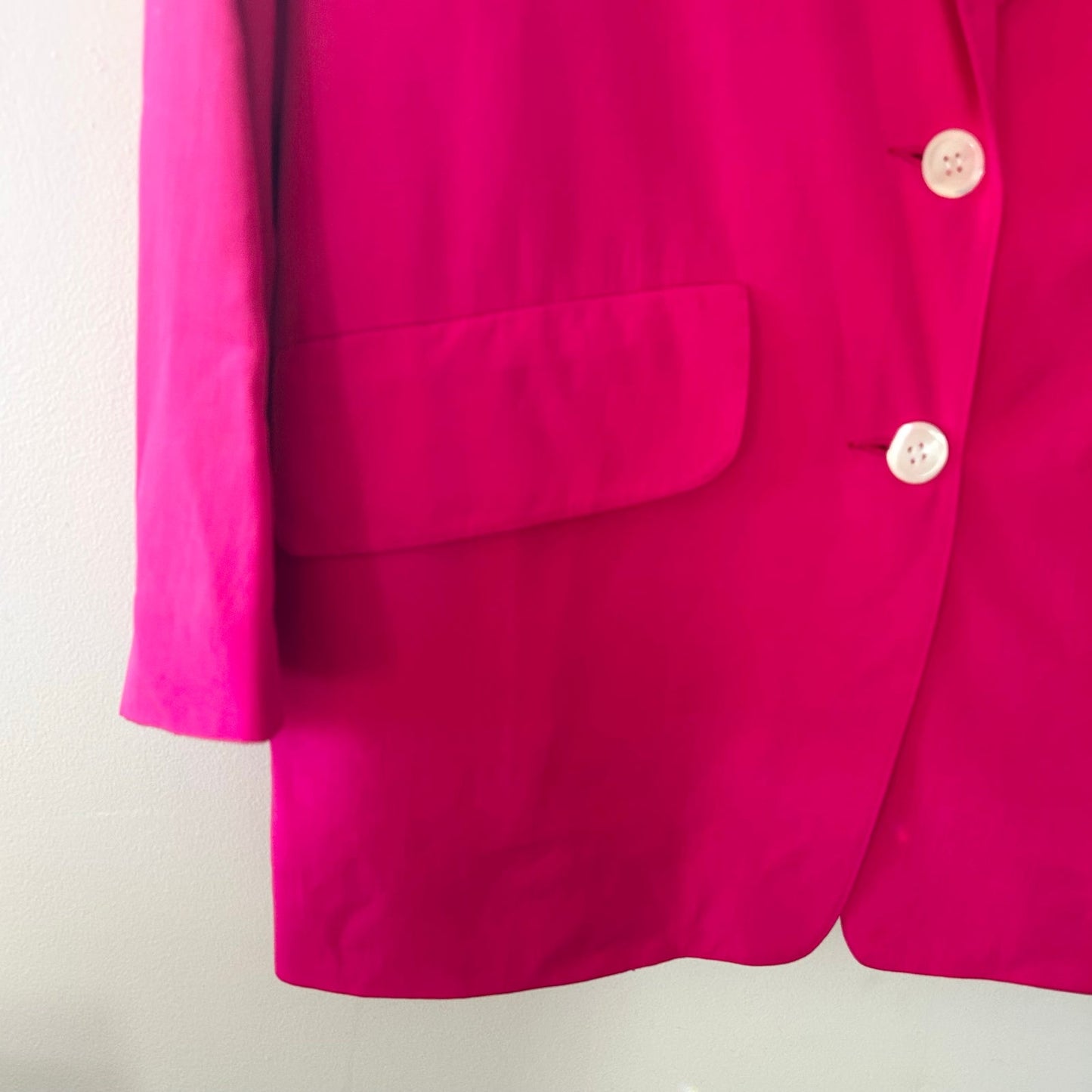 Donna Karan New York Silk Blazer Medium Pink Fuchsia Two Button Jacket