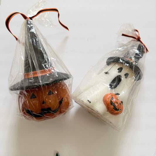 Vintage Bath and Body Works Set Halloween Pumpkin Spider Witch Ghost Wax Candles