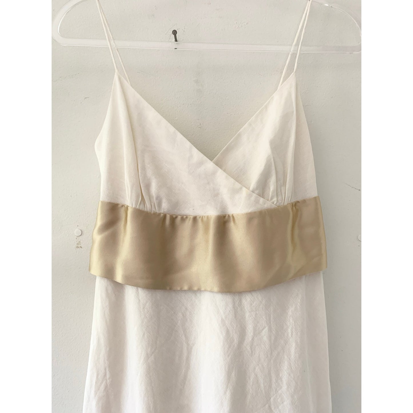 J. Crew Vintage Y2K 2006 Cream Linen Silk Formal Maxi Dress 69219