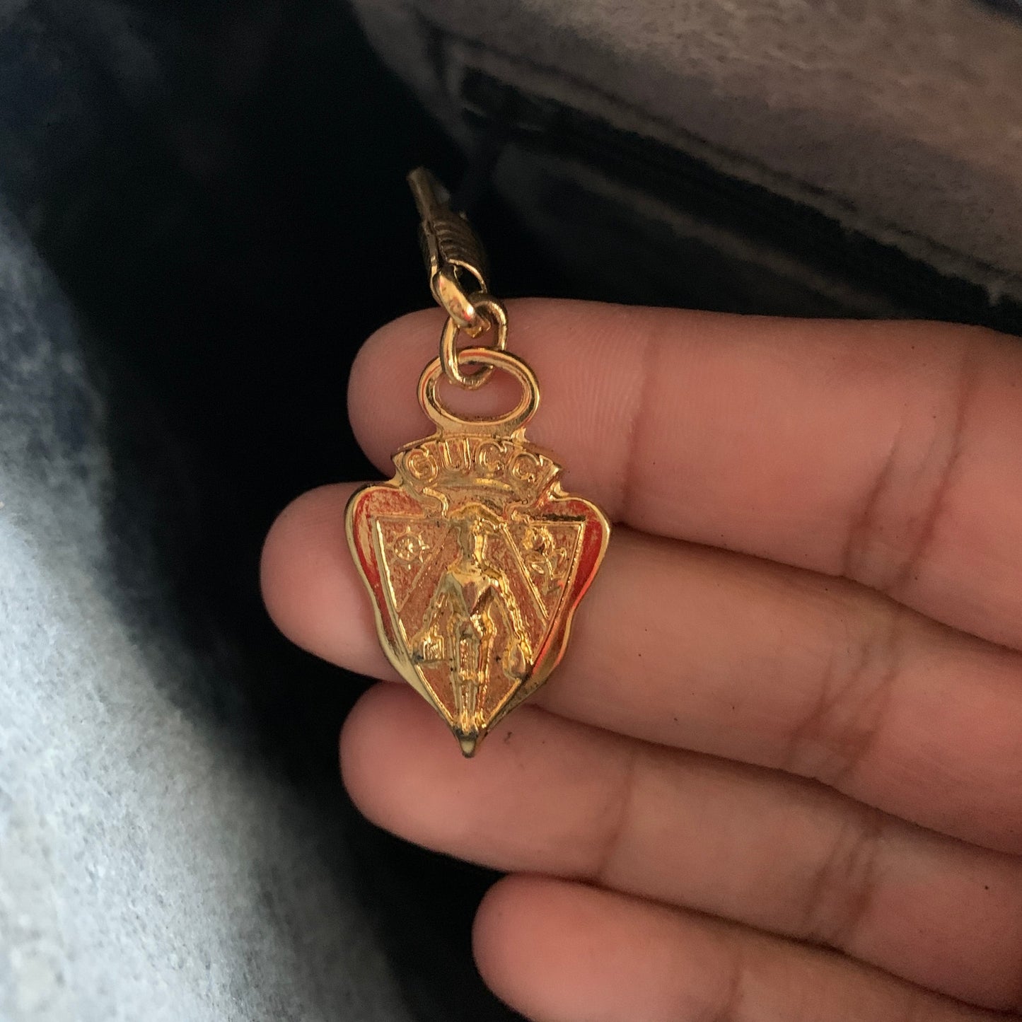 Vintage Gucci Boston Navy Blue Gray Handbag Purse Satchel Authentic