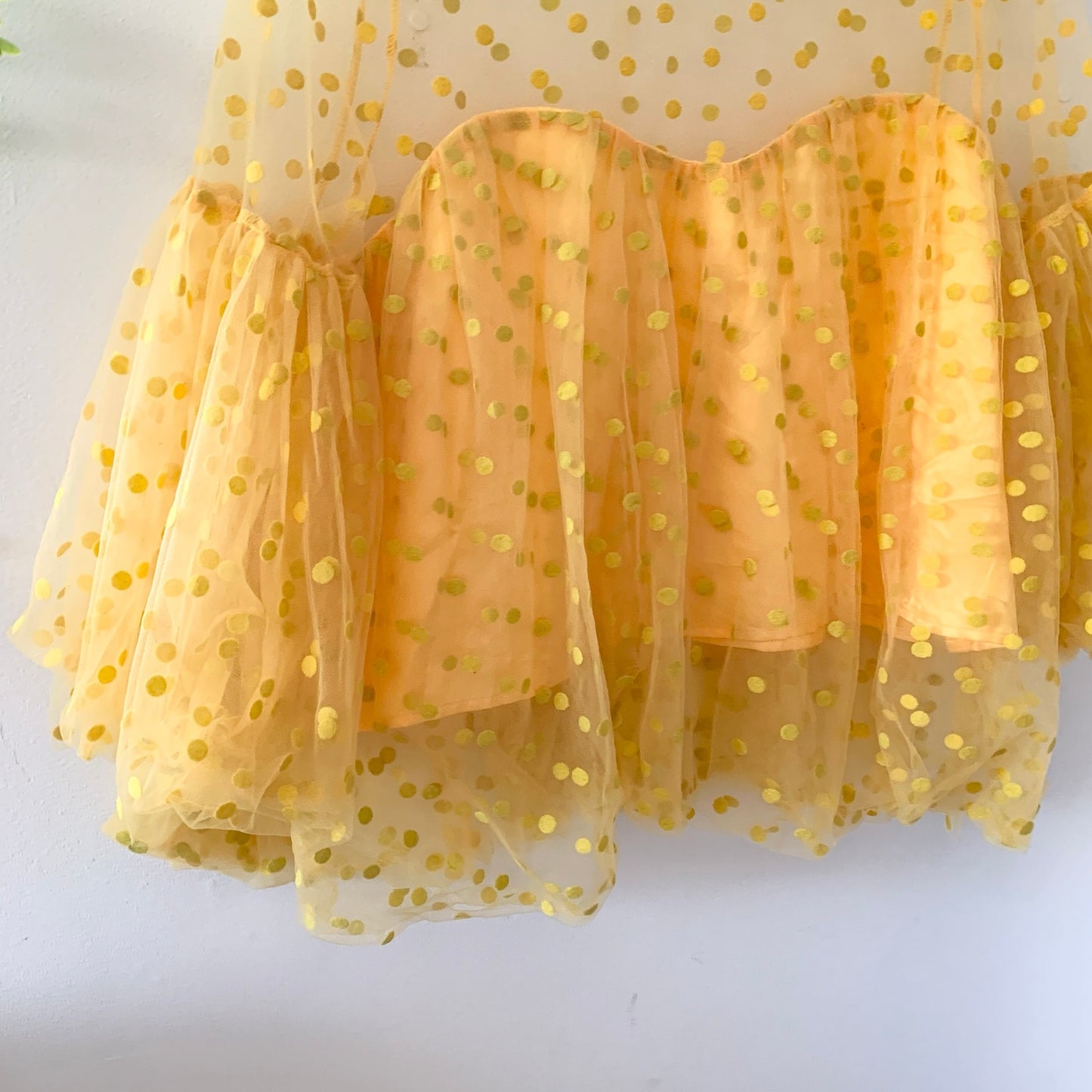 Yellow Polka Dot Sheer Georgette Blouse