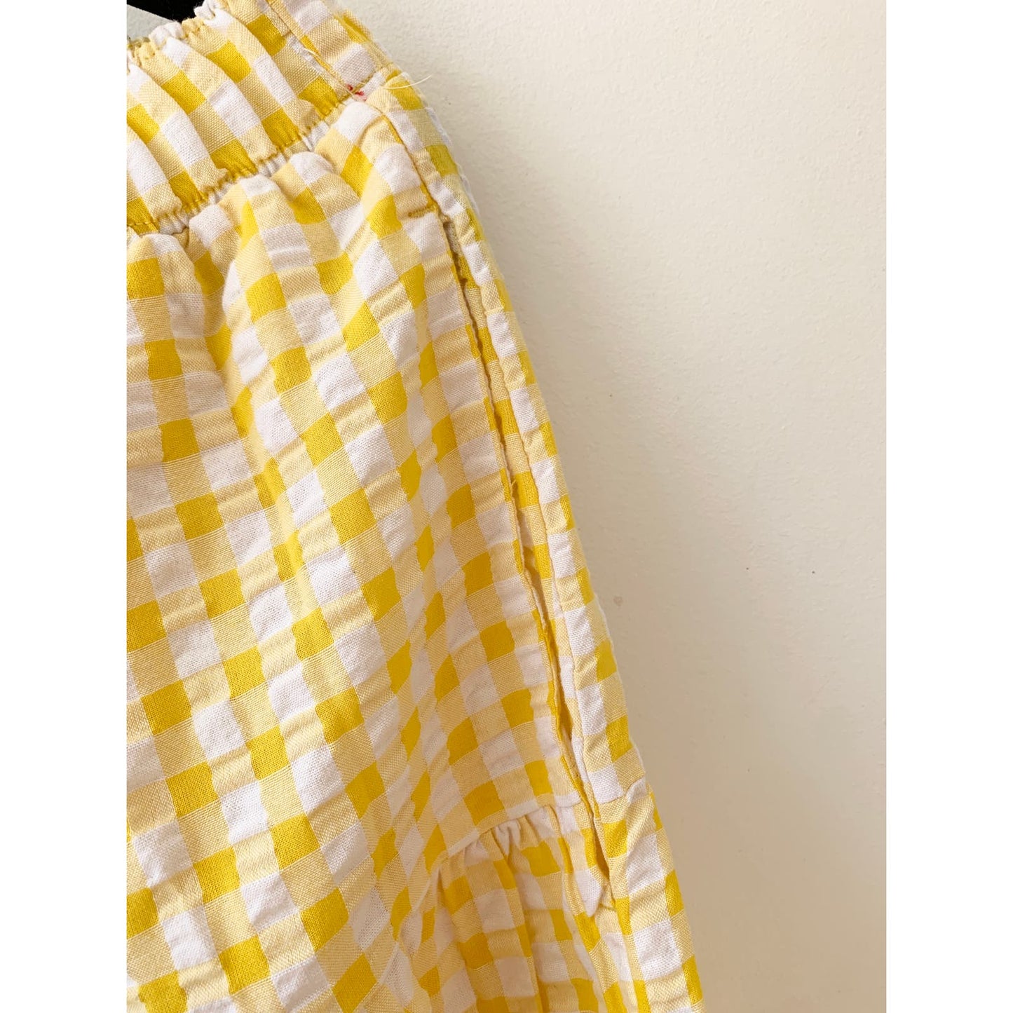 OLD NAVY Yellow Gingham Seersucker Midi Skirt Large