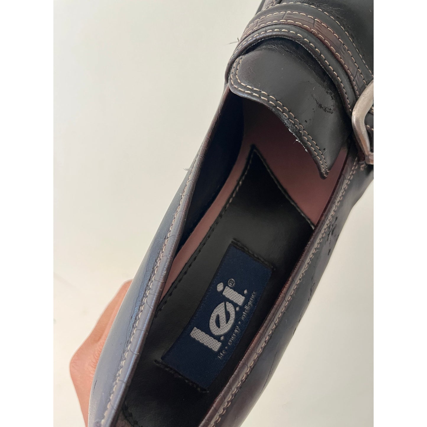 LEI Chunky Dark Brown Oxford Heel Shoes size 8.5 Y2K