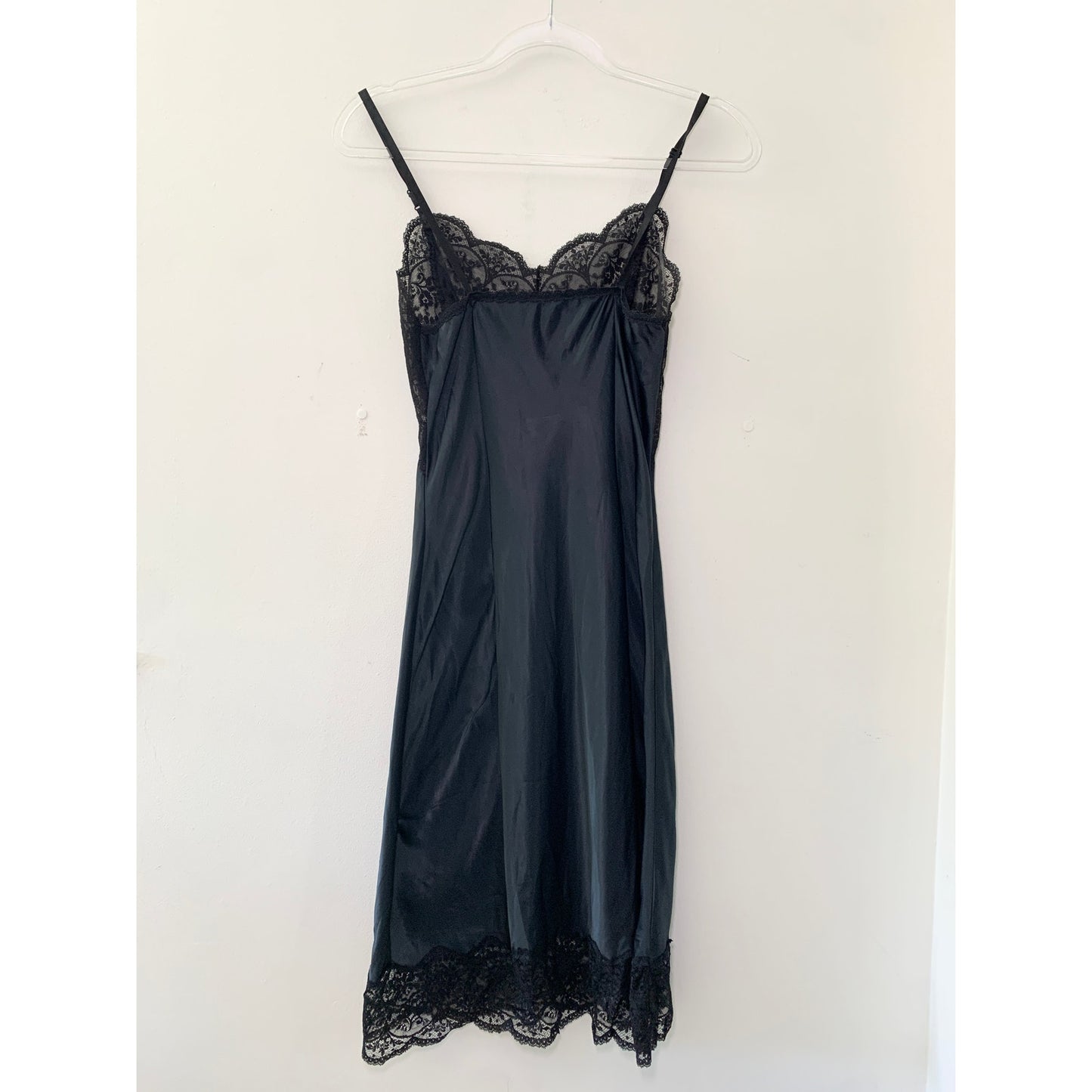 Wonder Maid Vintage 1970s Union Made Black Lingerie Chemise