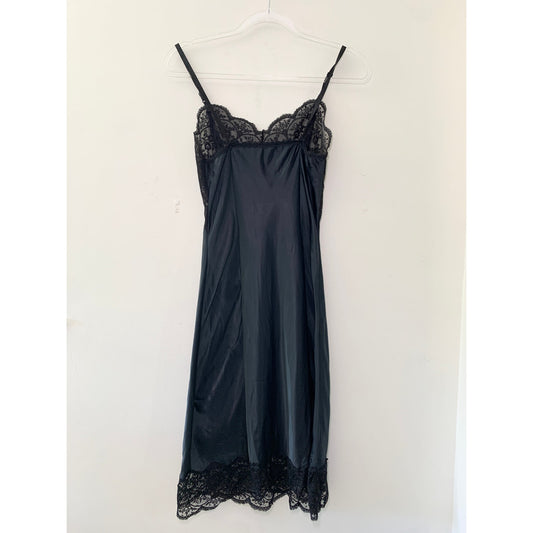 Wonder Maid Vintage 1970s Union Made Black Lingerie Chemise