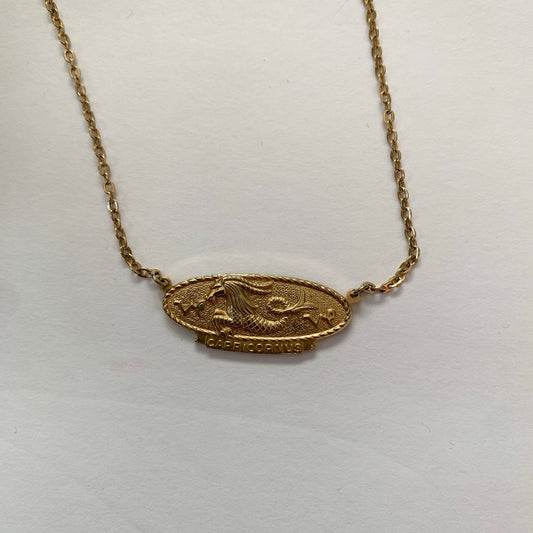 Vintage Capricornus Capricorn Zodiac Pendant Gold Tone Necklace Park Lane