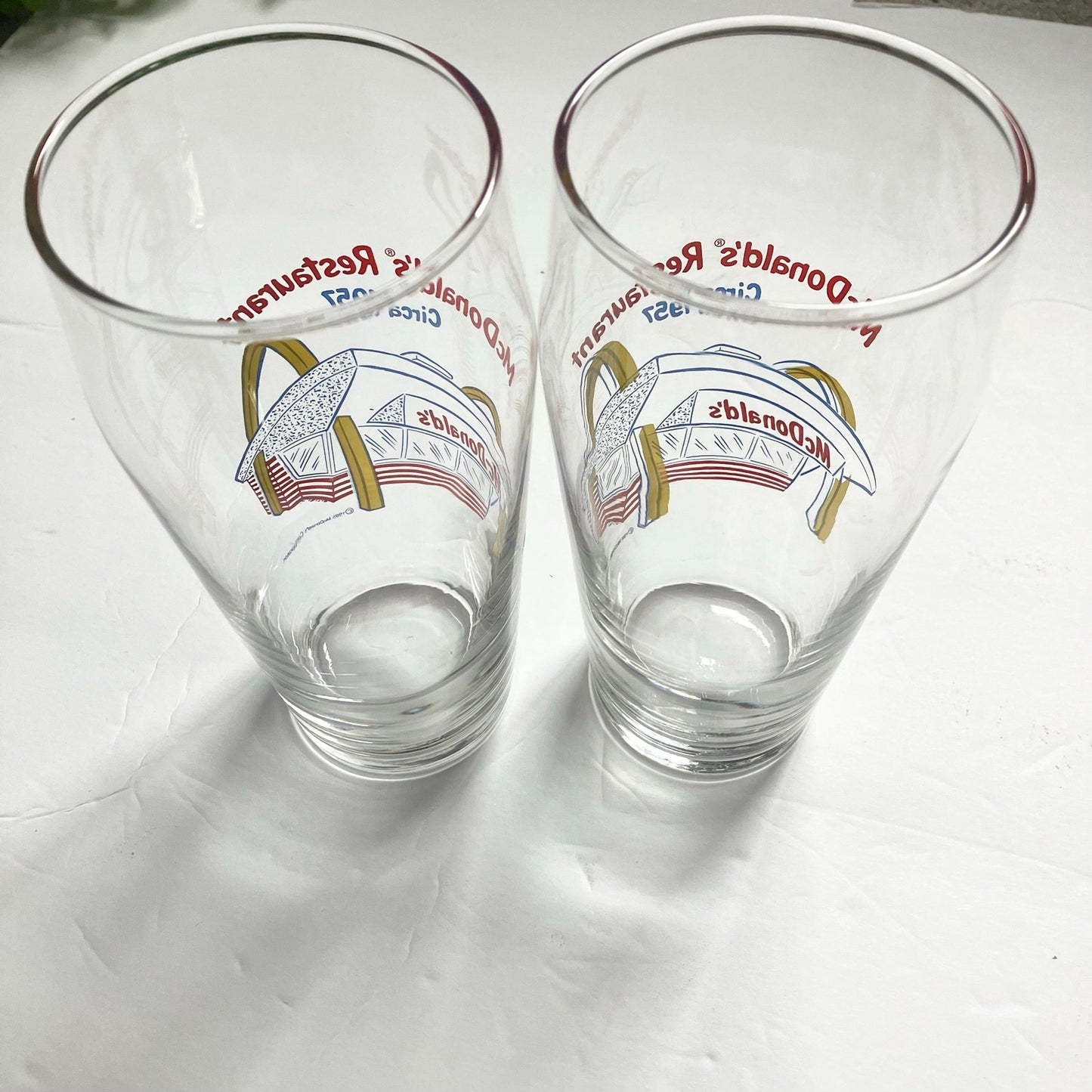 Vintage McDonald's 90s circa 1957 Collector Glasses Cups Set of 2 Speedee 16 oz