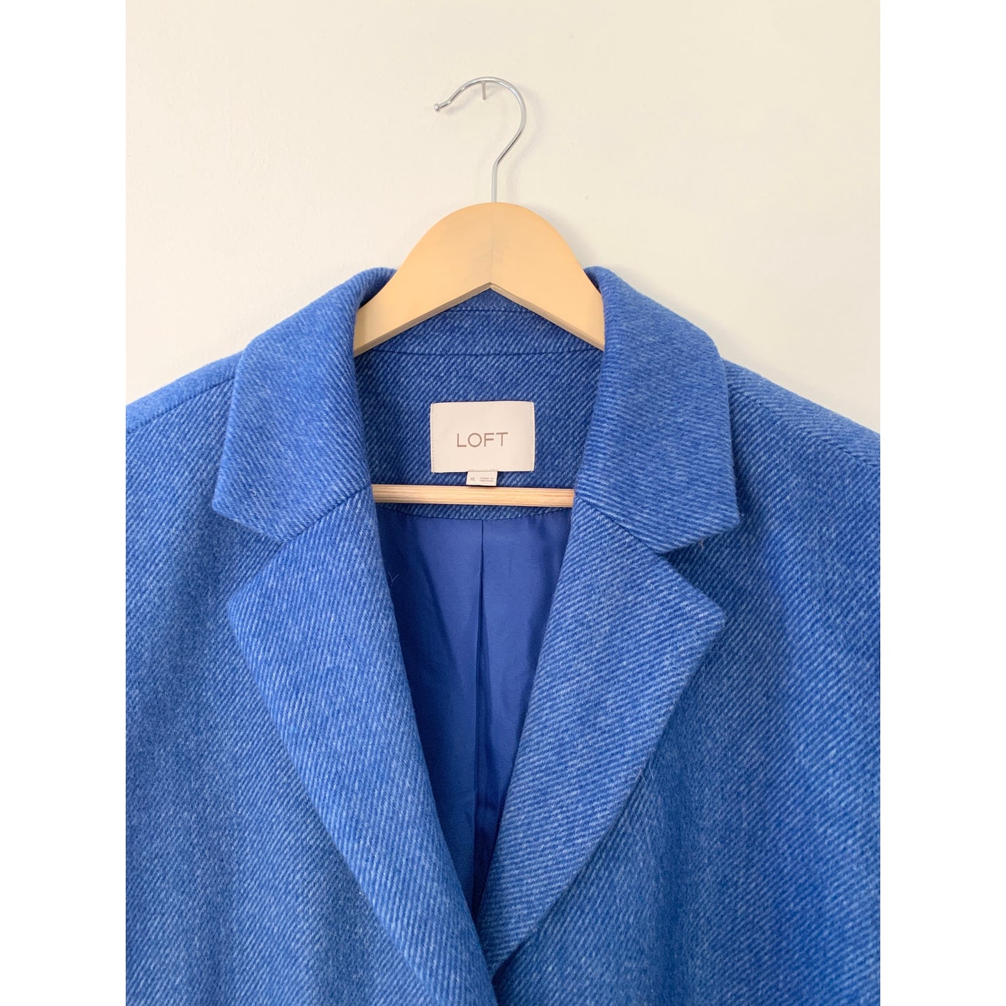Ann Taylor Loft Twill Blue Wool Blend Full Length Coat XL 755702
