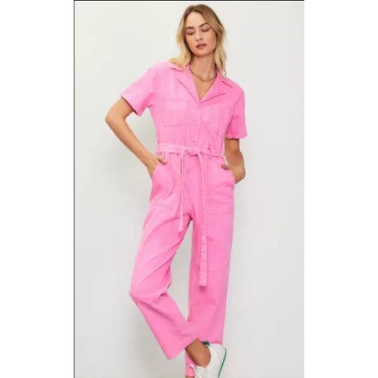 Skies are Blue Kendall Utility Bubblegum Pink Pant Jumpsuit