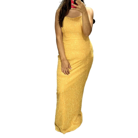 JESSICA MCCLINTOCK GUNNE SAX Vintage 80s 90s Gold Formal Homecoming Dress