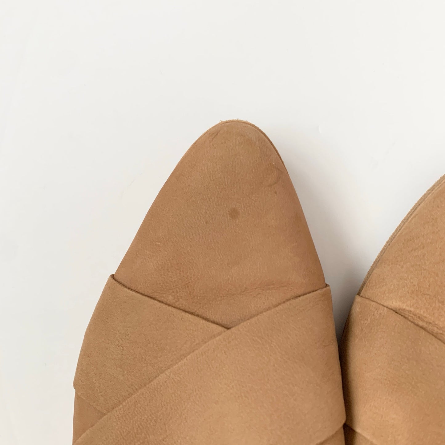 Eileen Fisher Bauer Tumbled Nubuck Tan Leather Mule Flat Shoes