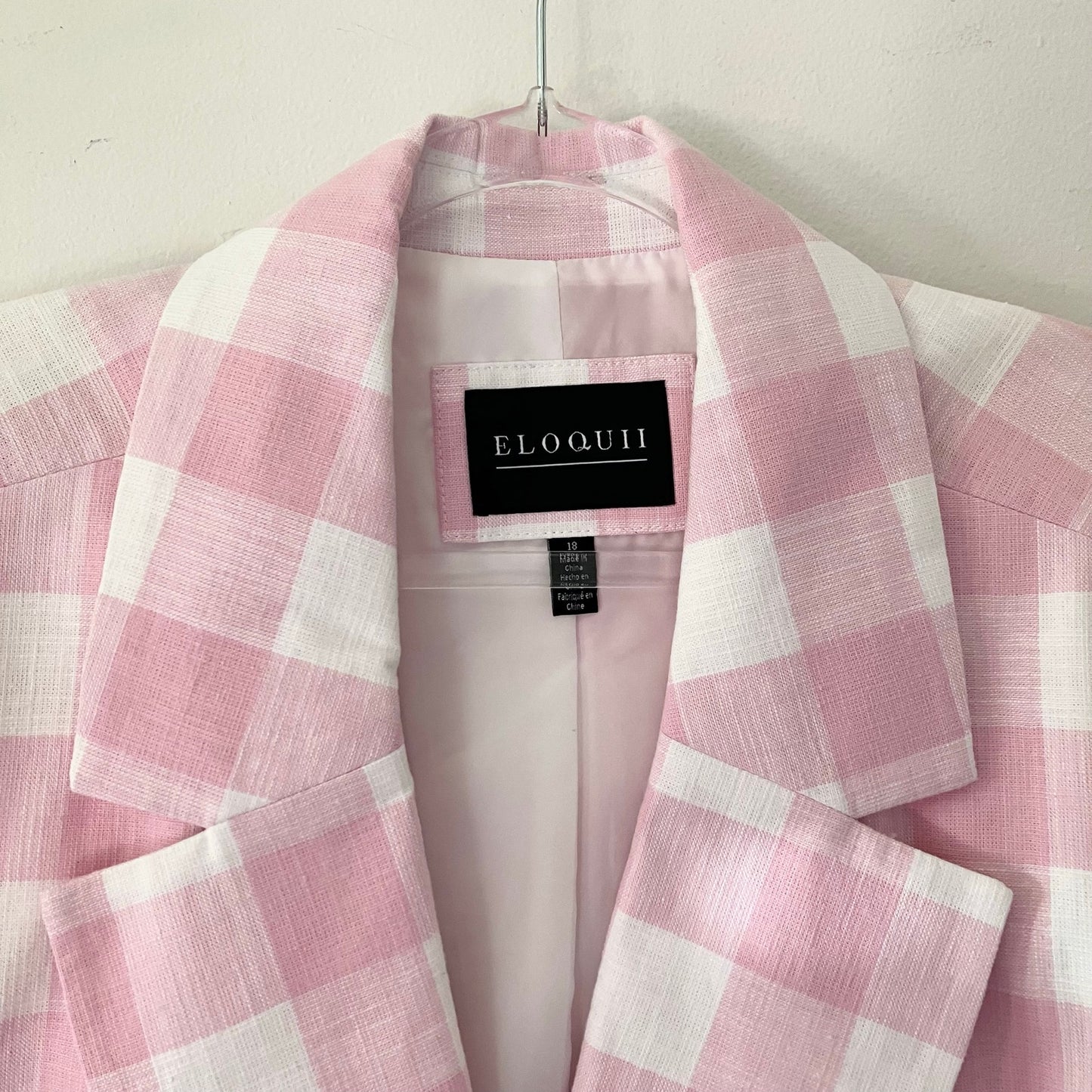 Eloquii Oversized Plaid Blazer Nosegay Soft White Gingham Plaid