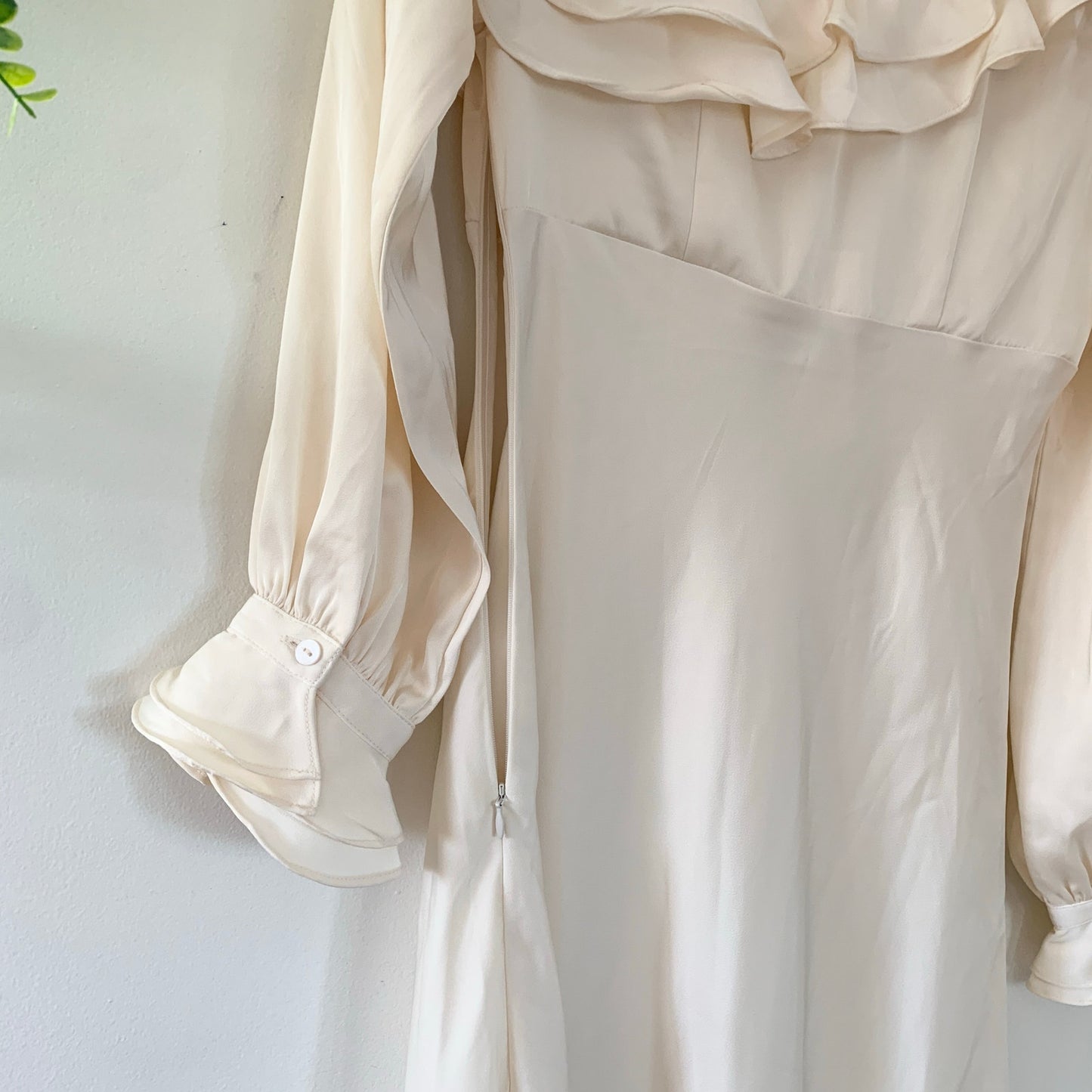 Astr The Label Coraline Satin Midi One Shoulder Draped Ivory Wedding Prom Dress