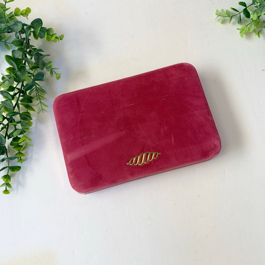 Vintage Velvet Square Jewelry Box with Mirror Travel - Pink & Gold