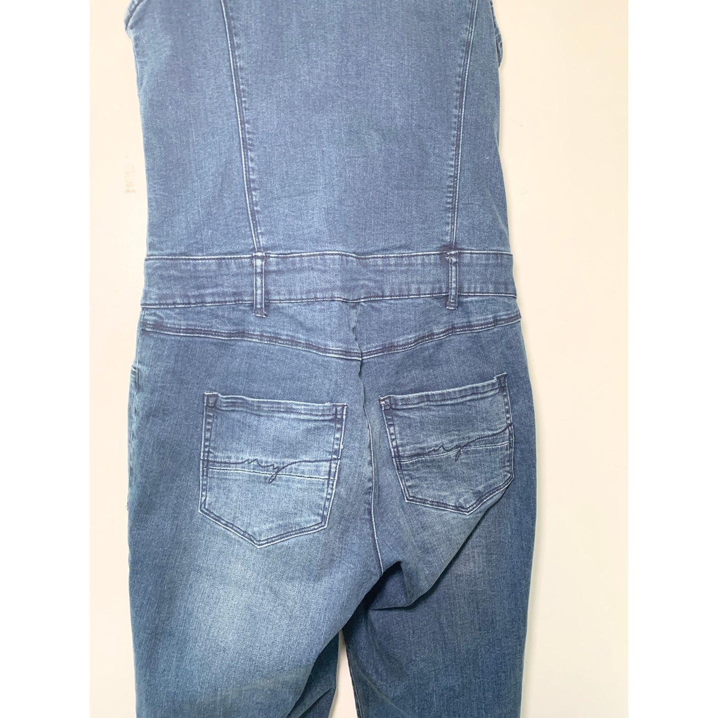NY&Co Vintage One Piece Zip Front Denim Jean Y2K Style Jumpsuit