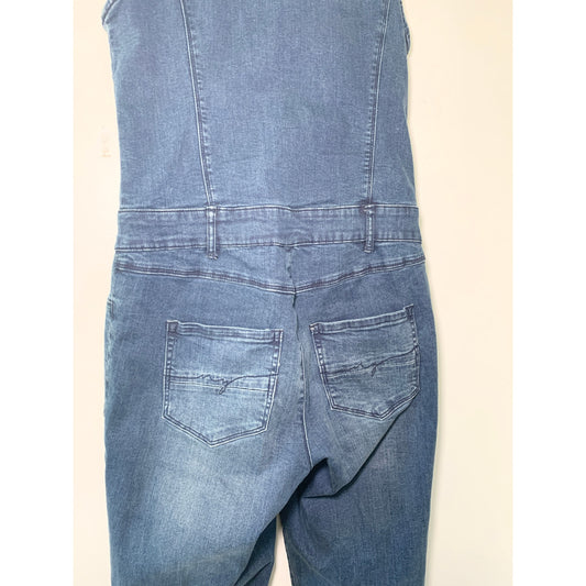 NY&Co Vintage One Piece Zip Front Denim Jean Y2K Style Jumpsuit
