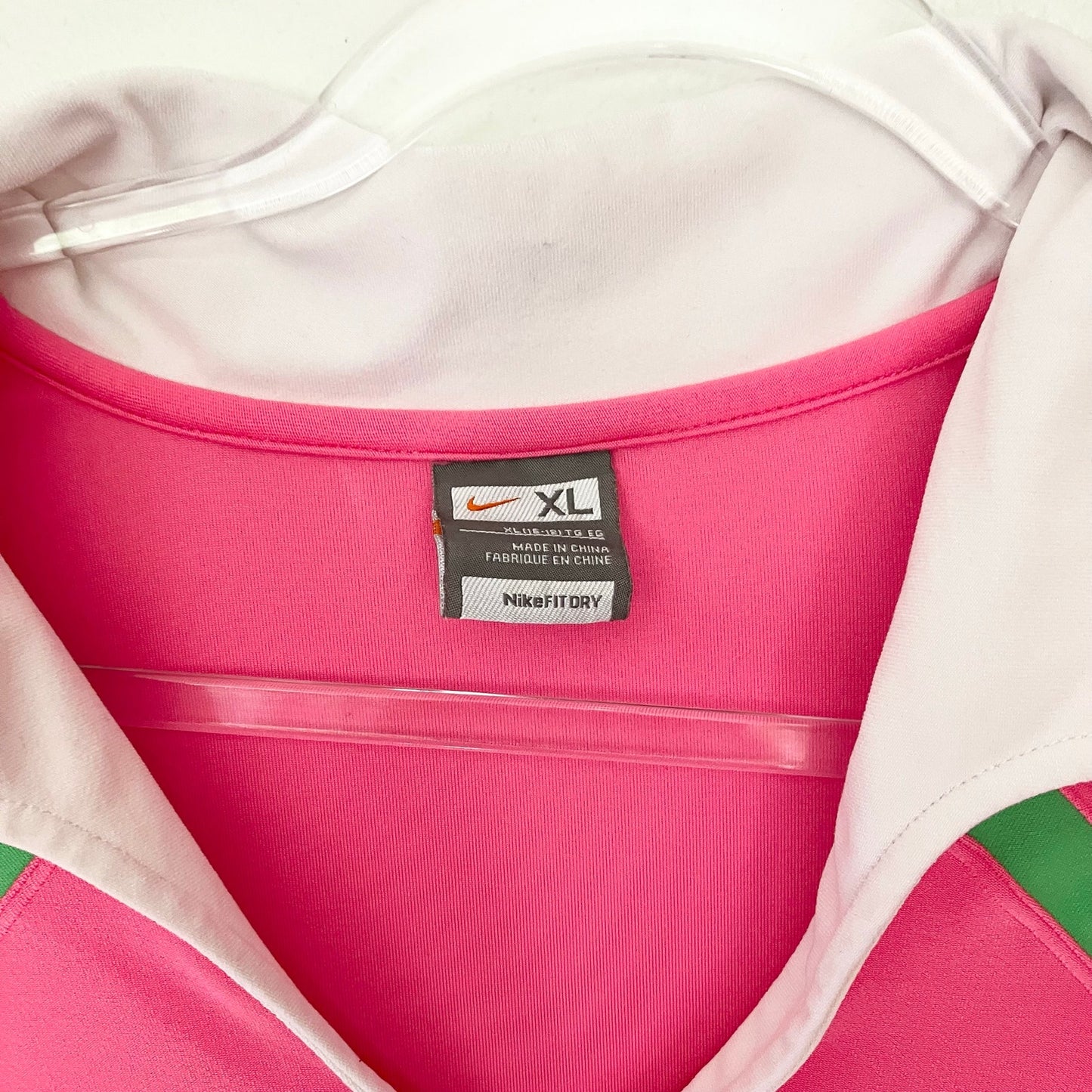 Nike Dri Fit Pink Green Collared V Neck Tennis Dress XL