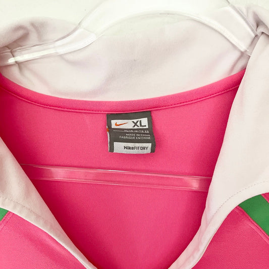 Nike Dri Fit Pink Green Collared V Neck Tennis Dress XL