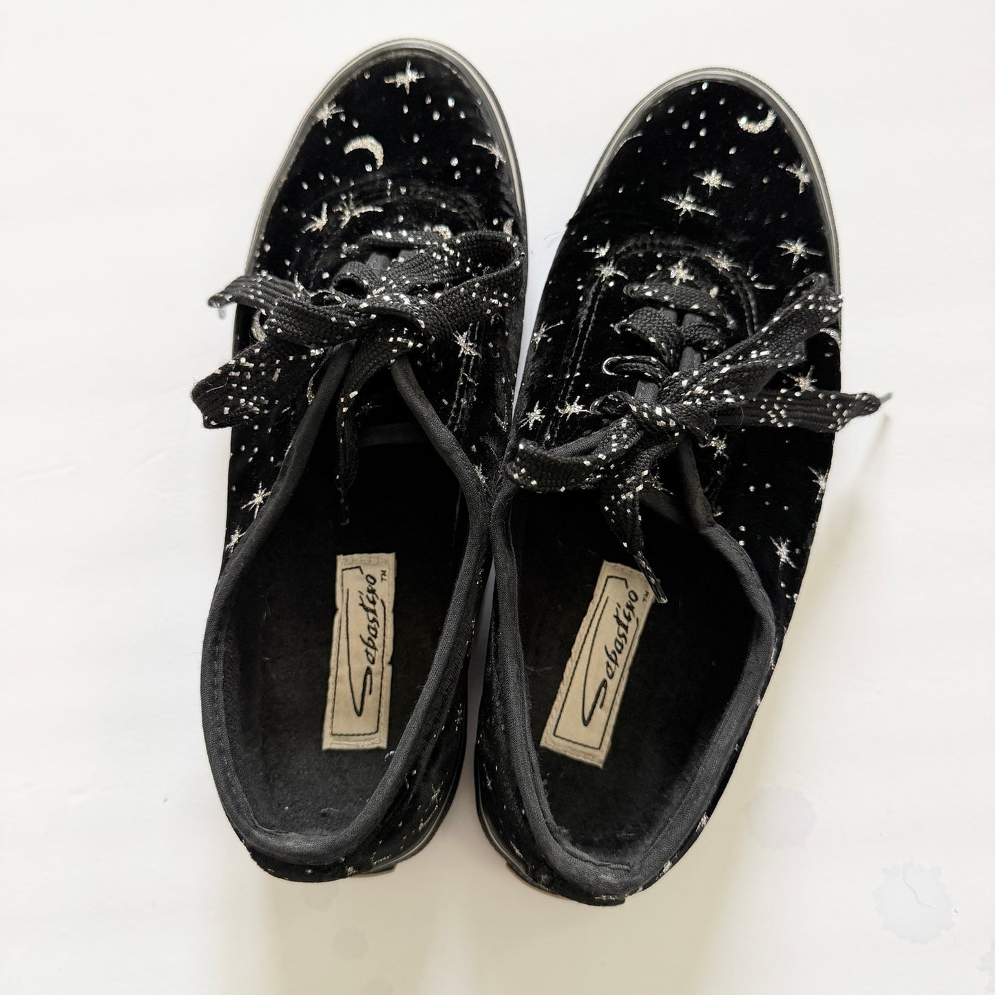 Vintage Sebastino Moon Star Celestial Black Velvet Sneaker Shoes
