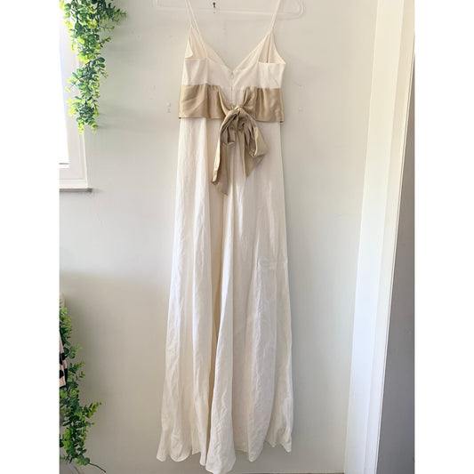 J. Crew Vintage Y2K 2006 Cream Linen Silk Formal Maxi Dress 69219