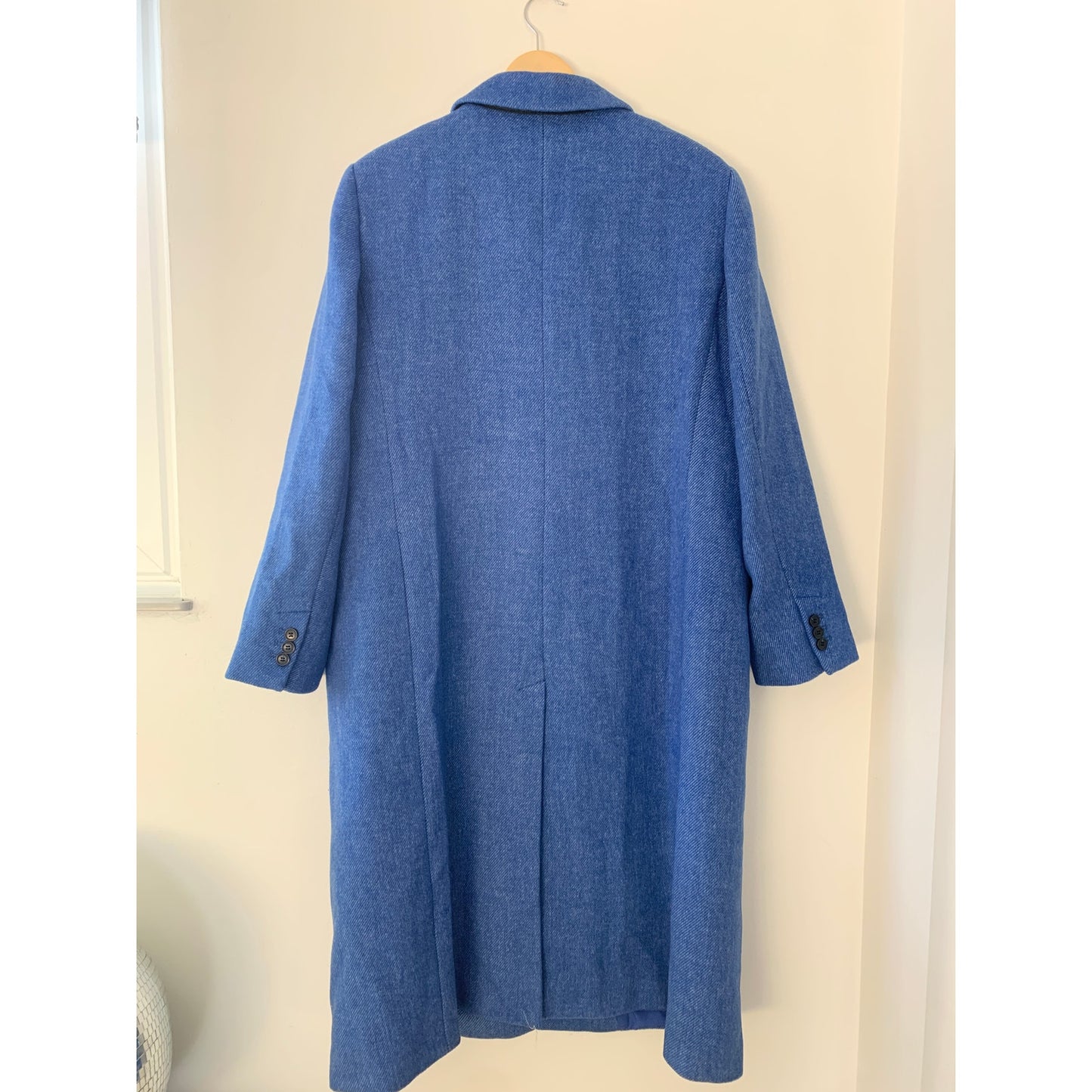 Ann Taylor Loft Twill Blue Wool Blend Full Length Coat XL 755702