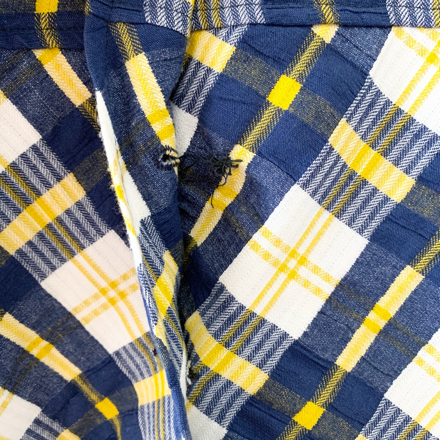 Vintage Jill Jr Union Made 1970s Trench Coat Yellow Blue Woven Union USA made