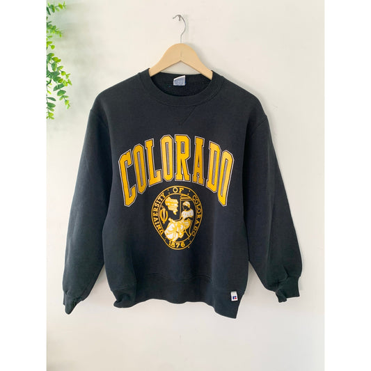 Vintage University of  Colorado Crewneck Black Yellow Graphic Sweatshirt Medium