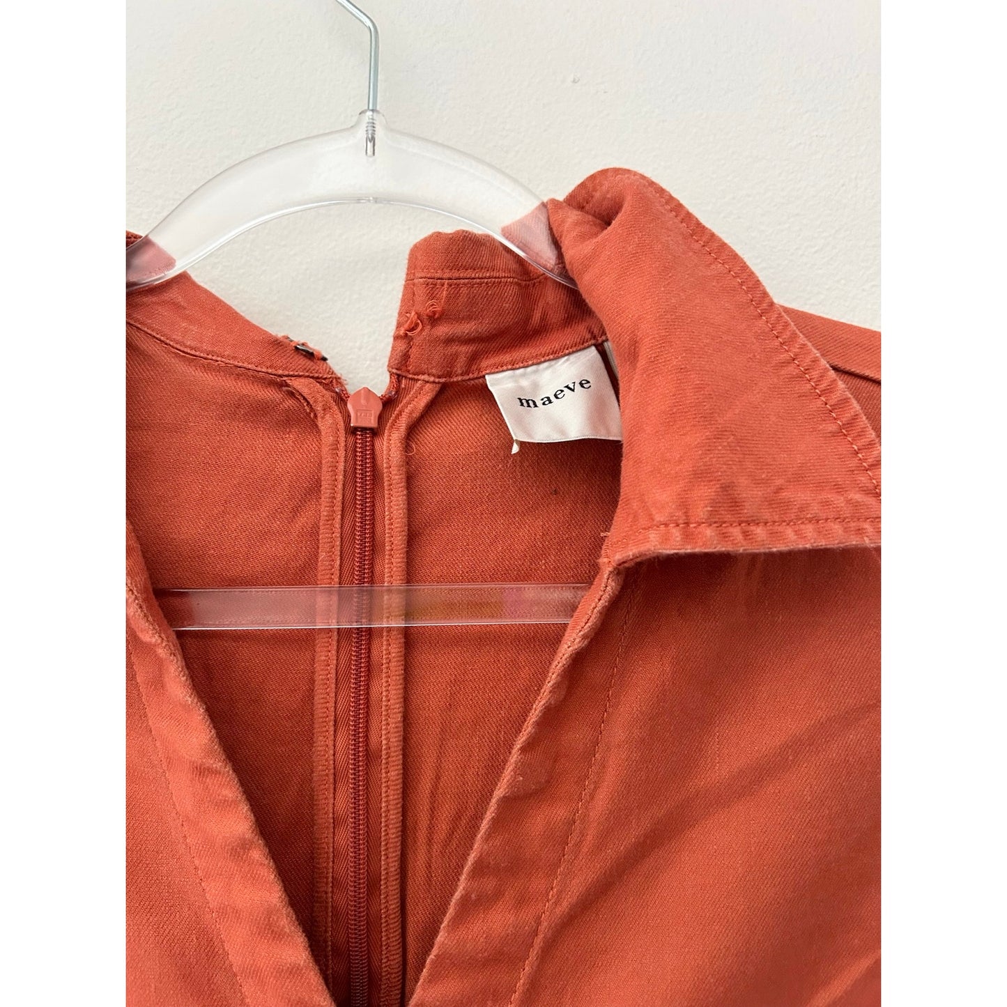 Maeve Anthropologie Colette Linen-Blend Wrap Wide Leg Jumpsuit Rust