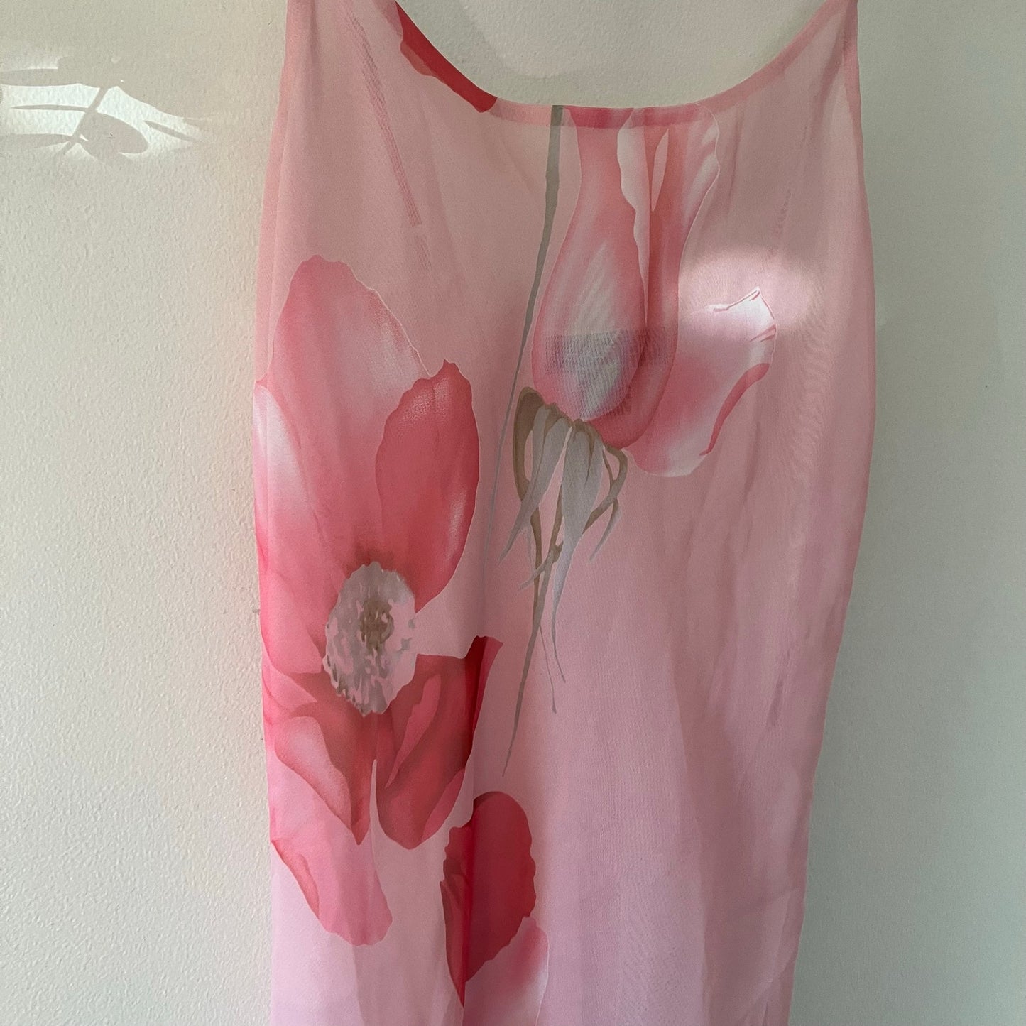 Vintage Y2K Halston Slip Chemise Dress Pink Floral