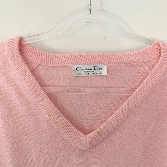 Christian Dior Monsieur Pink V Neck  Vintage Sweater