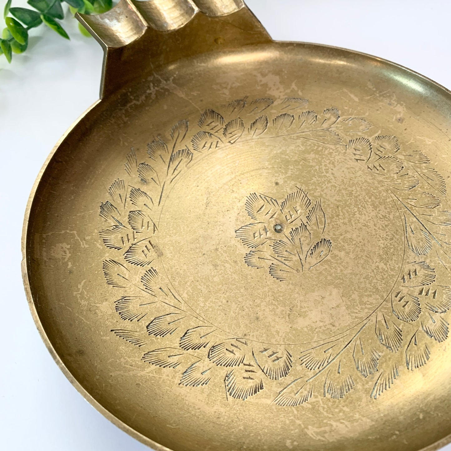 Vintage Brass Gold MCM Ashtray Trinket Tray