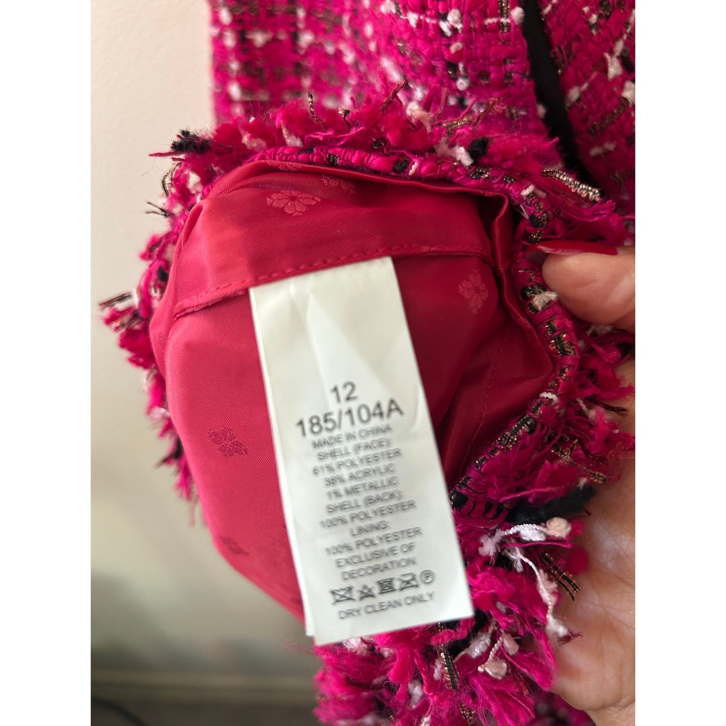 Kate Spade Festive Tweed Mini Dress Magenta Pink White Plaid K9841