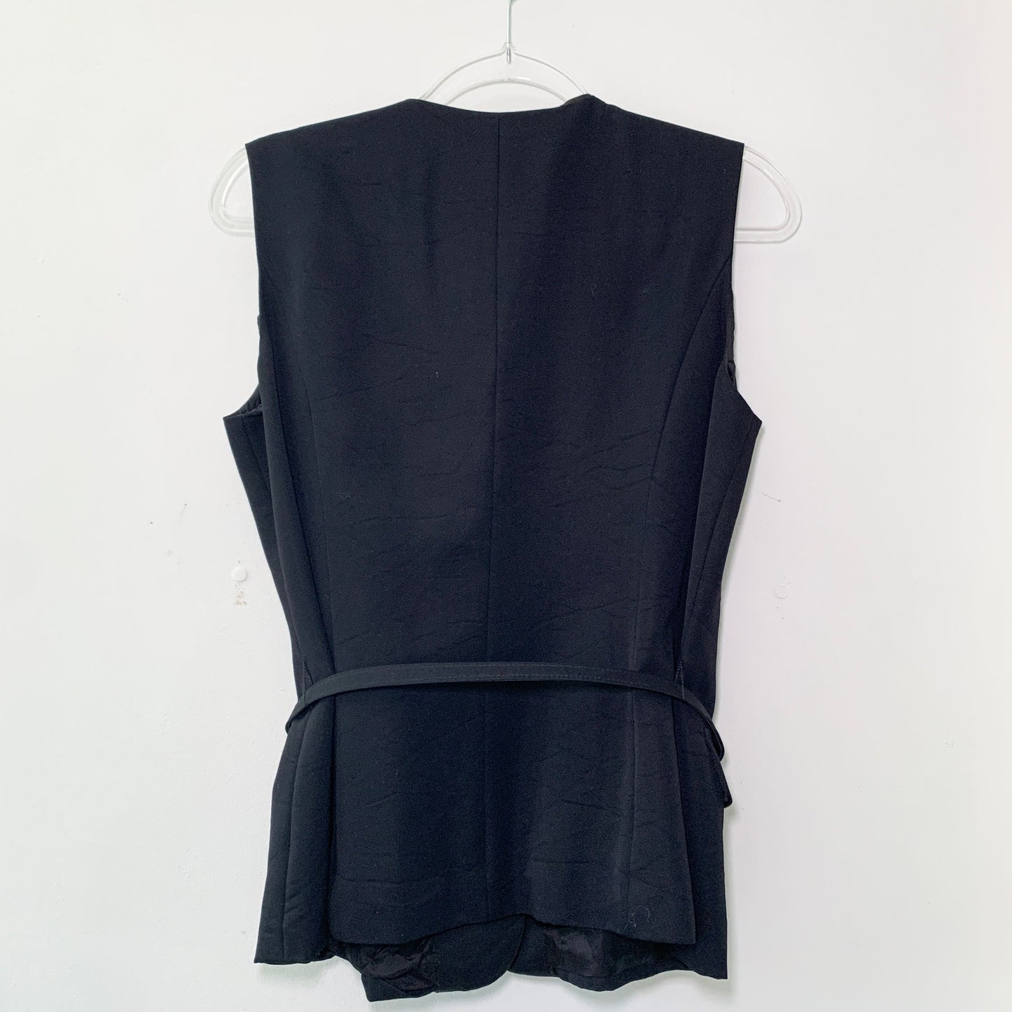 Talbots Vintage Black Sleeveless Belted Suit Vest 12 Petite