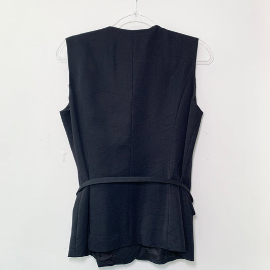 Talbots Vintage Black Sleeveless Belted Suit Vest 12 Petite