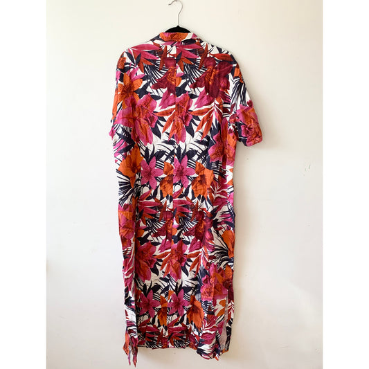 CARIBBEAN JOE Tropical Floral Pink Maxi Dress 2X