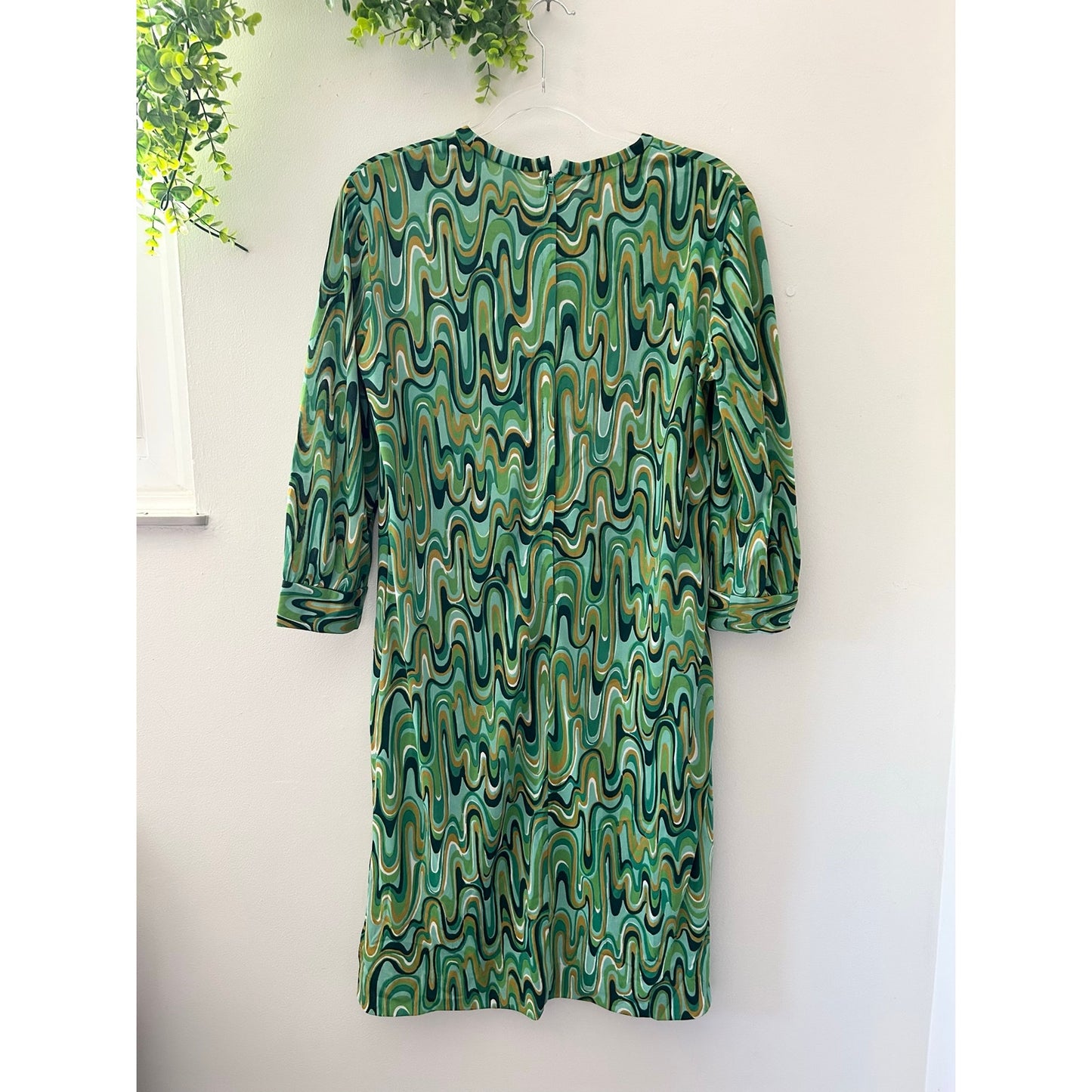 Vintage Pennypacker Psychedelic Swirl Dress 60s 70s Mod Op Art Green