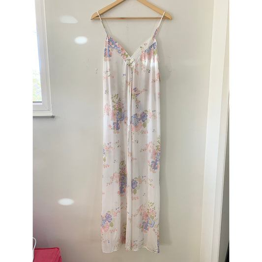 Tom Bezduda for Barad Eco Vintage 1970s Floral White Nightgown