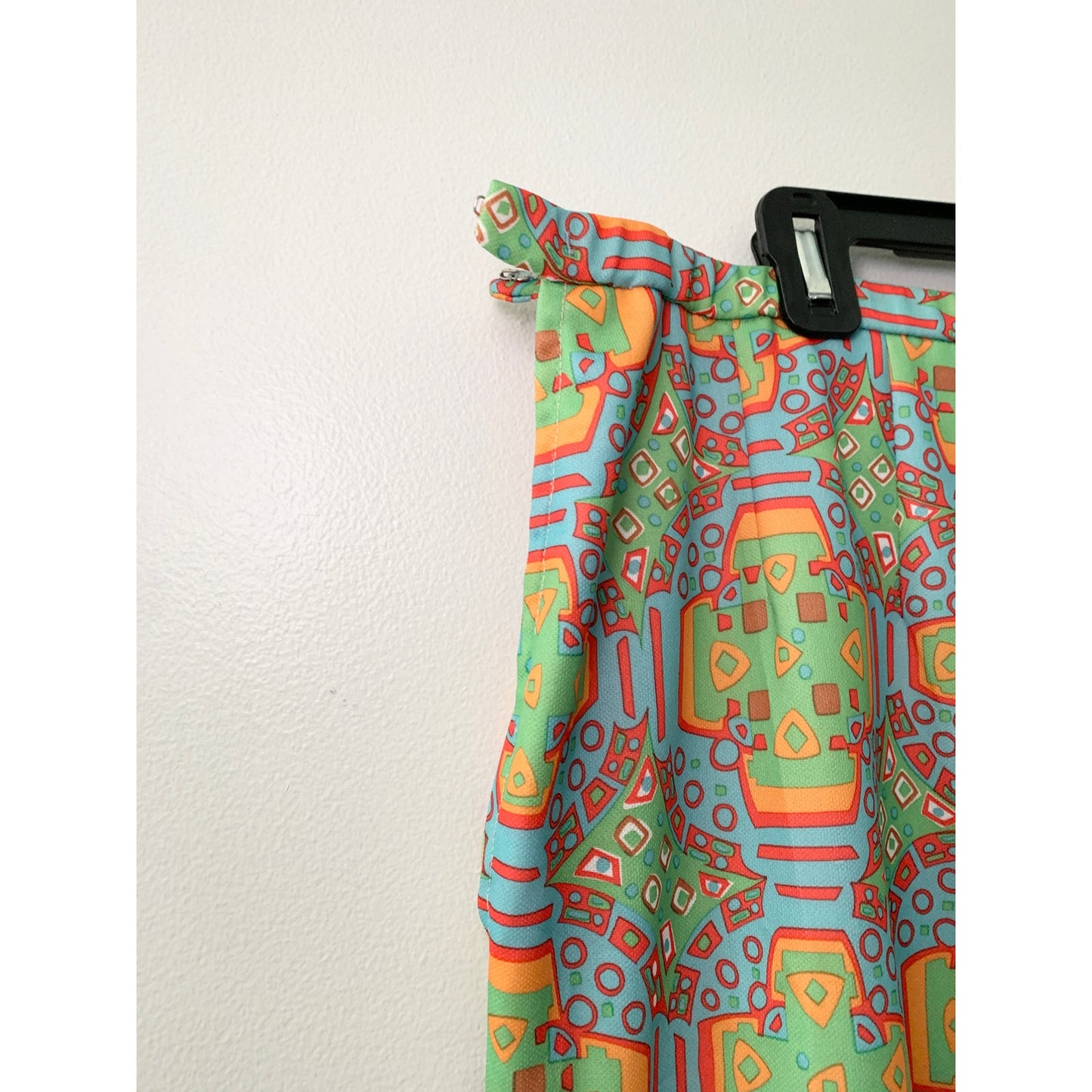 Vintage Green Orange Patterned Maxi Skirt 20