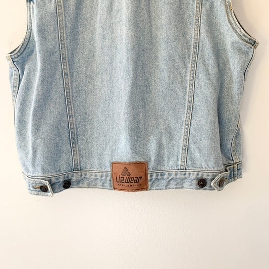 Liz Claiborne Wear Vintage Denim Jean Sleeveless Vest Blue Lightwash Medium