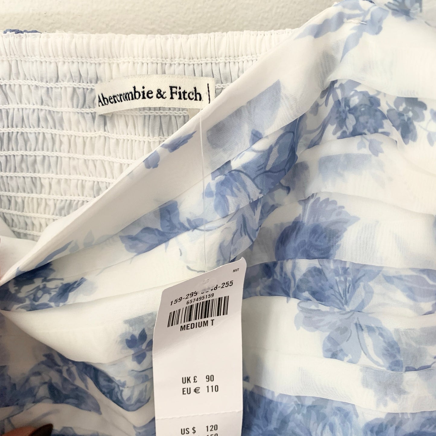 A&F Abercrombie & Fitch Emerson Angel Sleeve Midi Dress Blue Floral