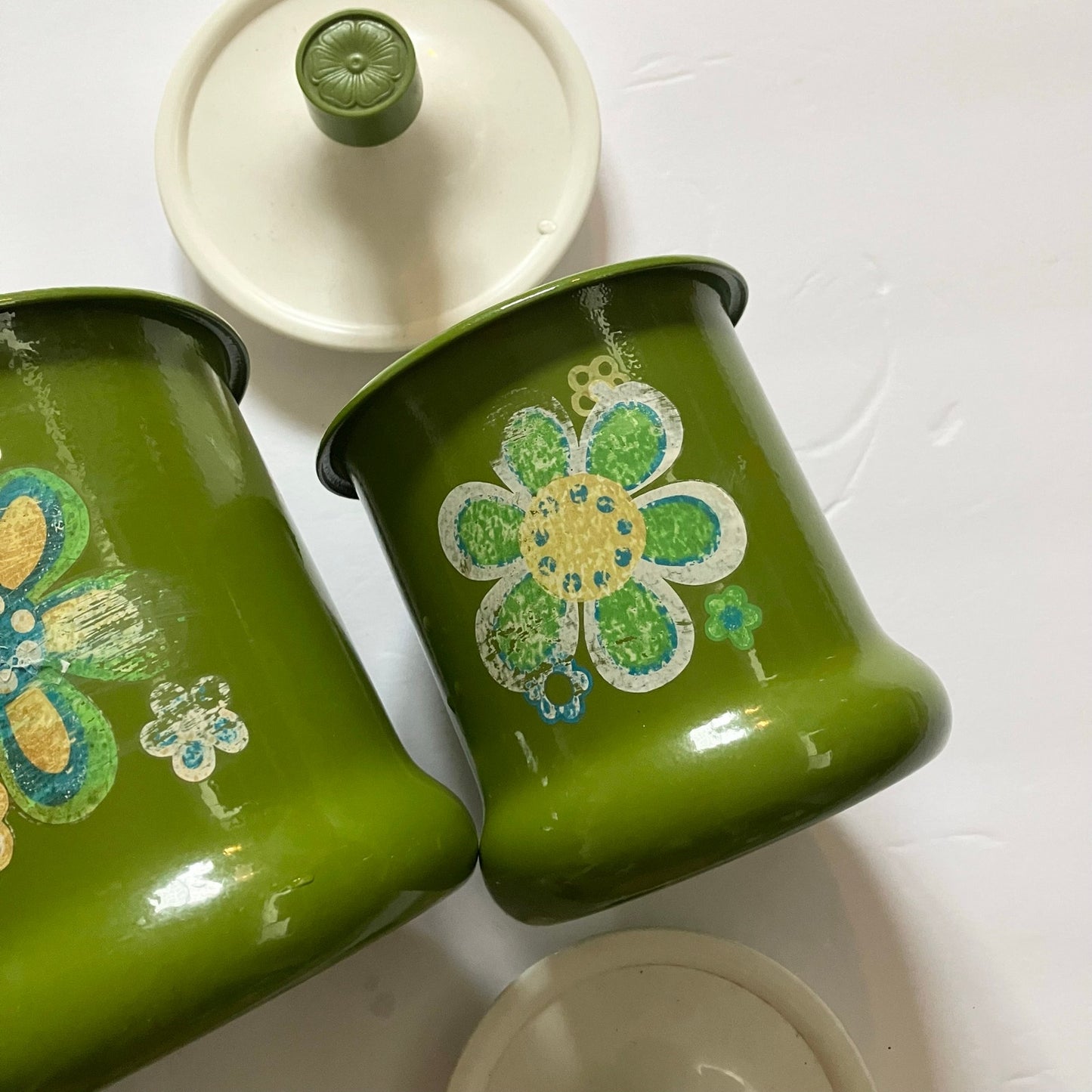 Vintage Kromex Aluminum Canister Set of 3 Mod Flower Power Floral 1970s
