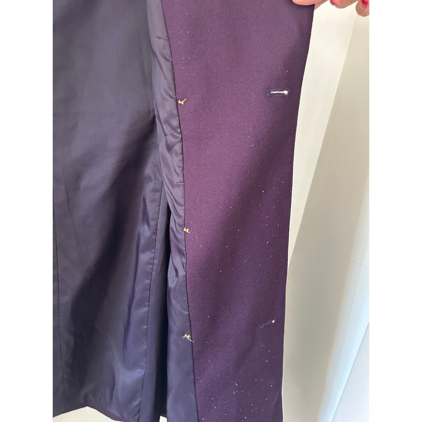 Harve Benard Petite Plum Purple Double Breasted Wool Vintage Long Blazer