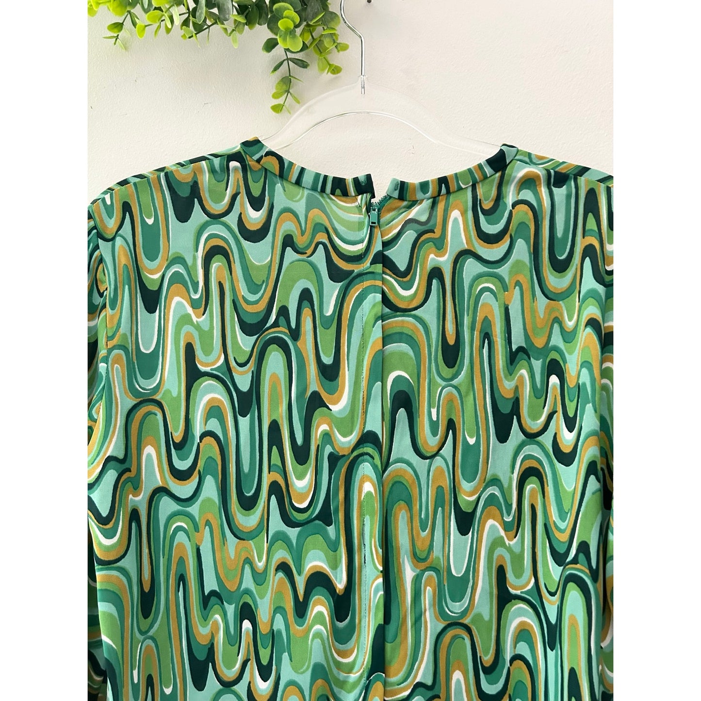 Vintage Pennypacker Psychedelic Swirl Dress 60s 70s Mod Op Art Green