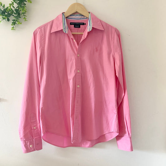 Ralph Lauren Sport Pink Stripped Collar Long Sleeve Button Down Shirt 10