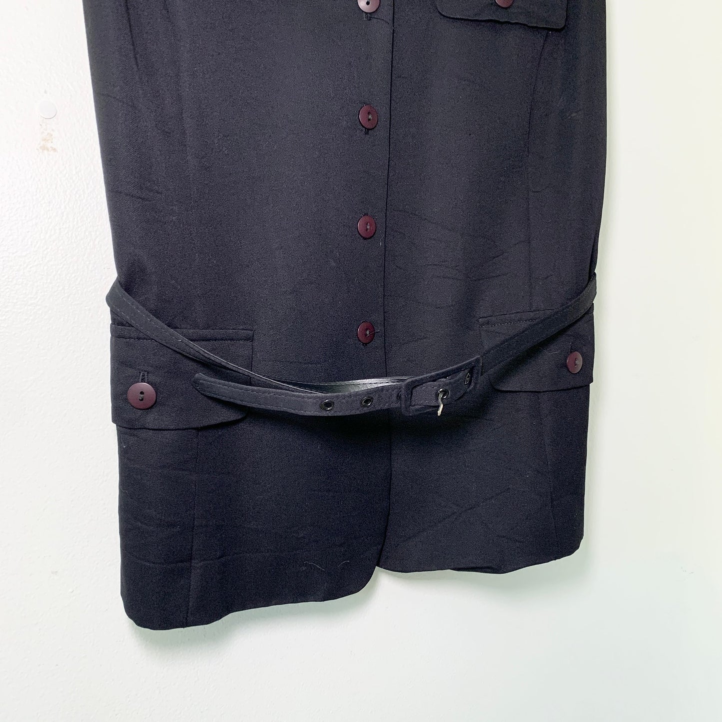 Talbots Vintage Black Sleeveless Belted Suit Vest 12 Petite