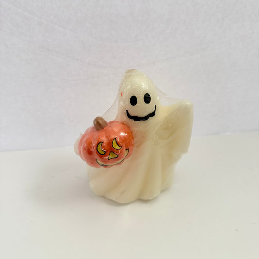 Vintage Russ Ghost Pumpkin Wax Candle Halloween