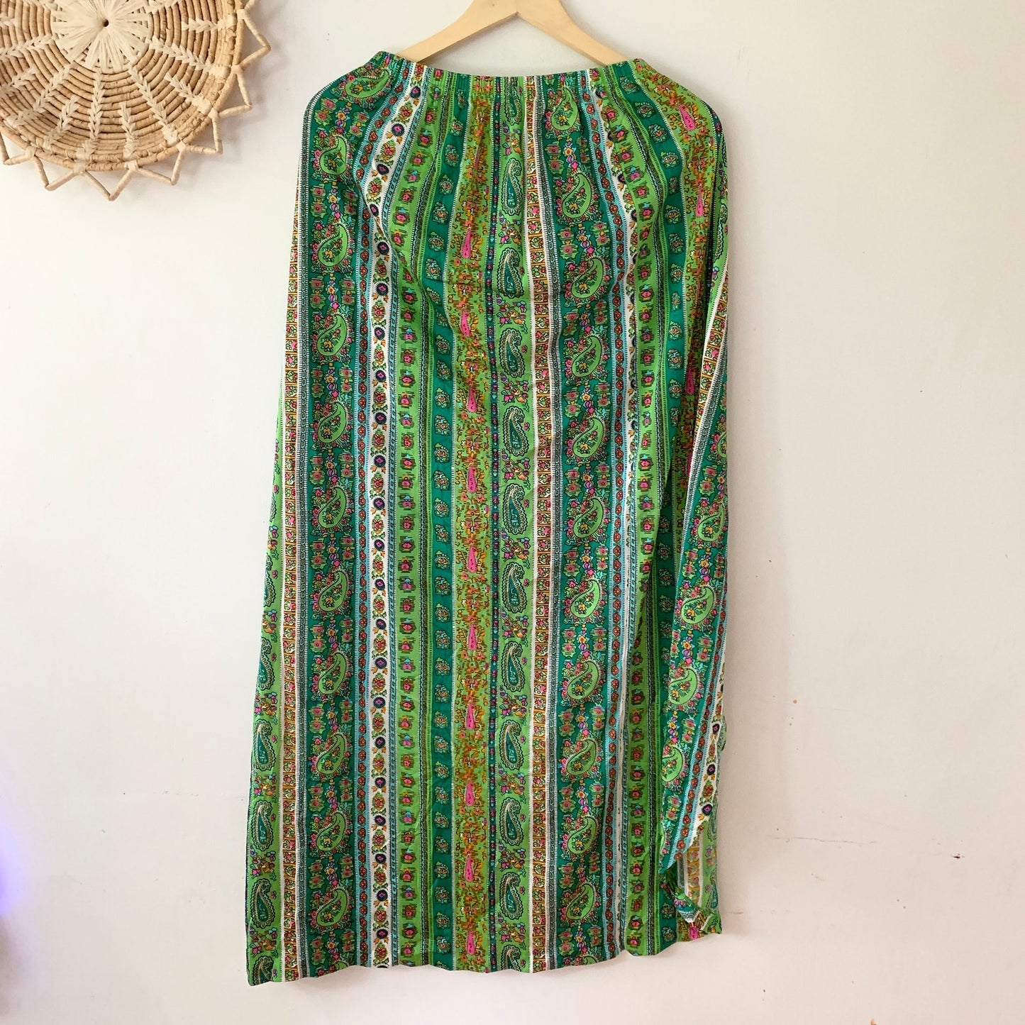 ROSE MARIE Reid Vintage 1970s 1960s Swim Maxi Skirt Cover Paisley Green Large