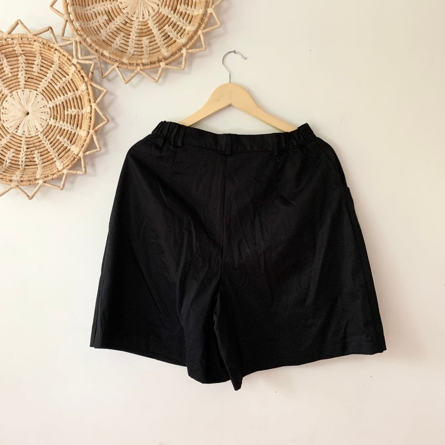 KAREN SCOTT Vintage 90s Black High Waisted Button Front Cotton Skort Skirt 10