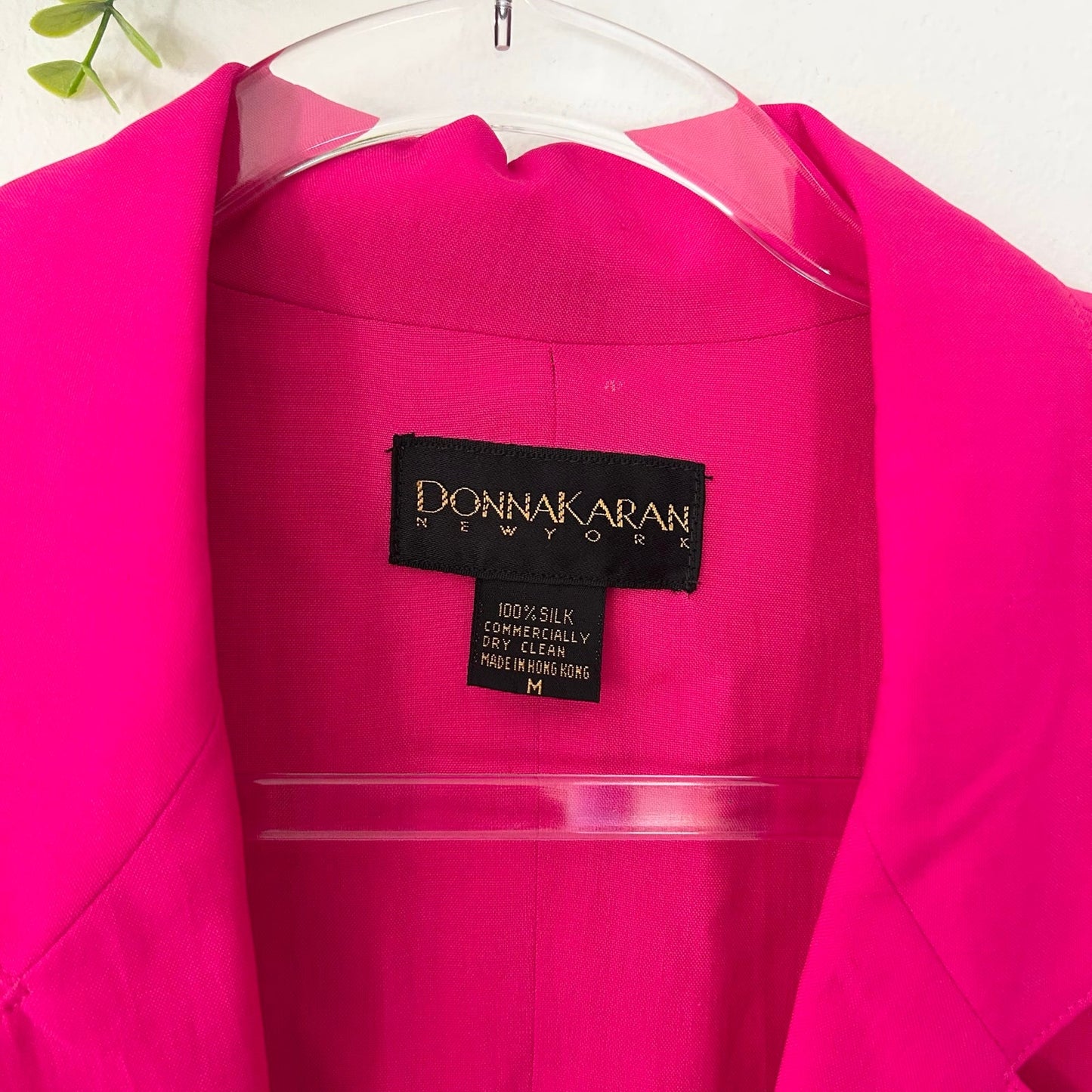 Donna Karan New York Silk Blazer Medium Pink Fuchsia Two Button Jacket