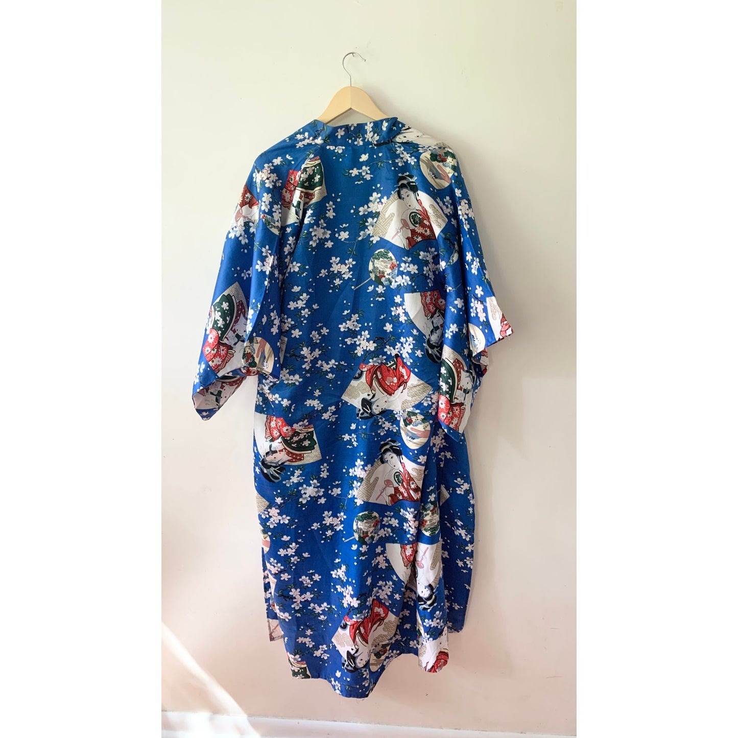 LOTUS Brand Vintage Kimono Japanese Blue Robe Small No Belt